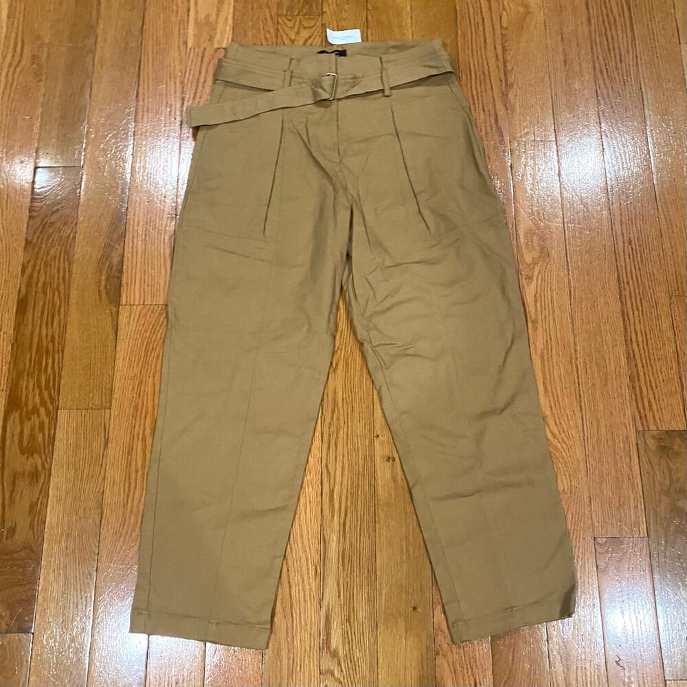 NWT Banana Republic High Rise Tapered Twill Belted Khaki Tan Pants Size 10 / M